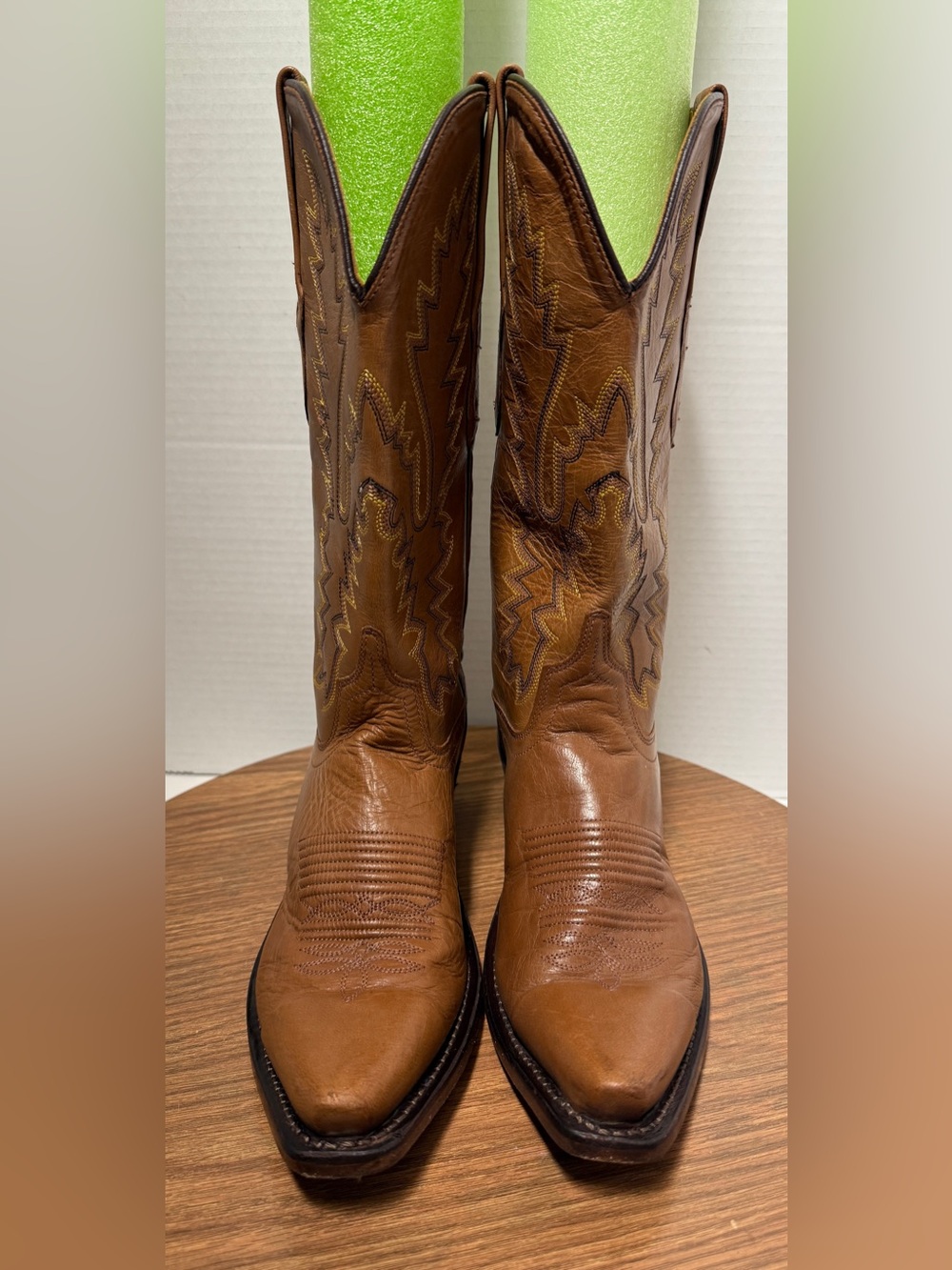 Old West Women’s Tan Full Leather Western Cowgirl Annie Oakley Boots Size 6